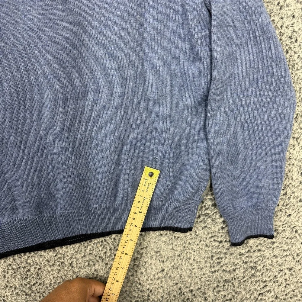 Brooks Brothers Sweater Mens Medium Blue Argyle 1/4 Zip Mock Neck Merino Knit